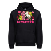 Black My first valentine's day unicorn Urban Hoodie - FaDigitalArtStudio