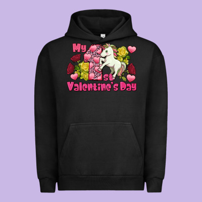 My First Valentine's Day Unicorn Urban Hoodie Designed By Fadigitalartstudio