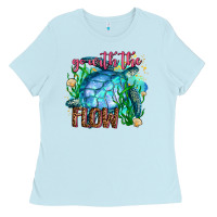Baby Blue go with the flow Ladies Tee - AdoDesignShop