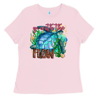 Bubblegum Pink go with the flow Ladies Tee - AdoDesignShop