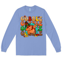 Colony Blue gobble gobble gobble gobble turkey Long Sleeve Tee - MaliasSmallBusiness