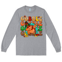 Heather Grey gobble gobble gobble gobble turkey Long Sleeve Tee - MaliasSmallBusiness