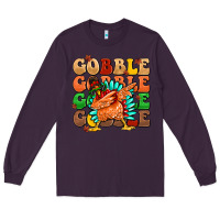 Plum gobble gobble gobble gobble turkey Long Sleeve Tee - MaliasSmallBusiness