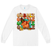 White gobble gobble gobble gobble turkey Long Sleeve Tee - MaliasSmallBusiness