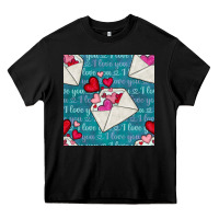 Black valentines day envelope with hearts Heavy Core Tee - BundleAndBundleShop