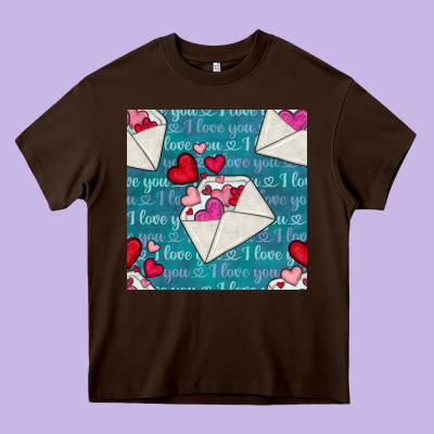 Valentines Day Envelope With Hearts Heavy Core Tee Designed By Bundleandbundleshop