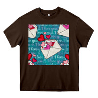 Chocolate Brown valentines day envelope with hearts Heavy Core Tee - BundleAndBundleShop