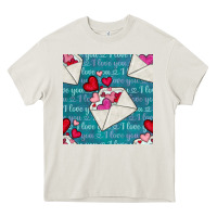 Cream valentines day envelope with hearts Heavy Core Tee - BundleAndBundleShop