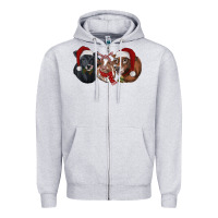 Heather Grey christmas heifers Zipper Hoodie - RanaPortraitStore