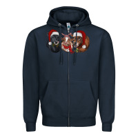 Navy christmas heifers Zipper Hoodie - RanaPortraitStore