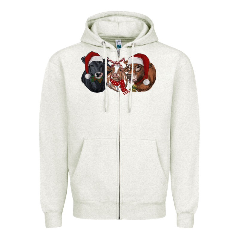 Christmas Heifers Zipper Hoodie by RanaPortraitStore | Teevron