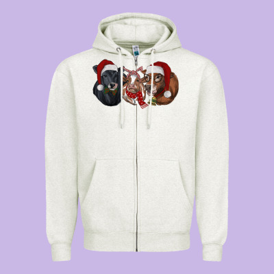 Christmas Heifers Zipper Hoodie Designed By Ranaportraitstore