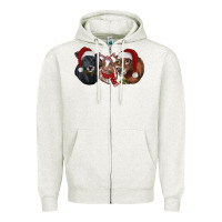 Oatmeal Heather christmas heifers Zipper Hoodie - RanaPortraitStore
