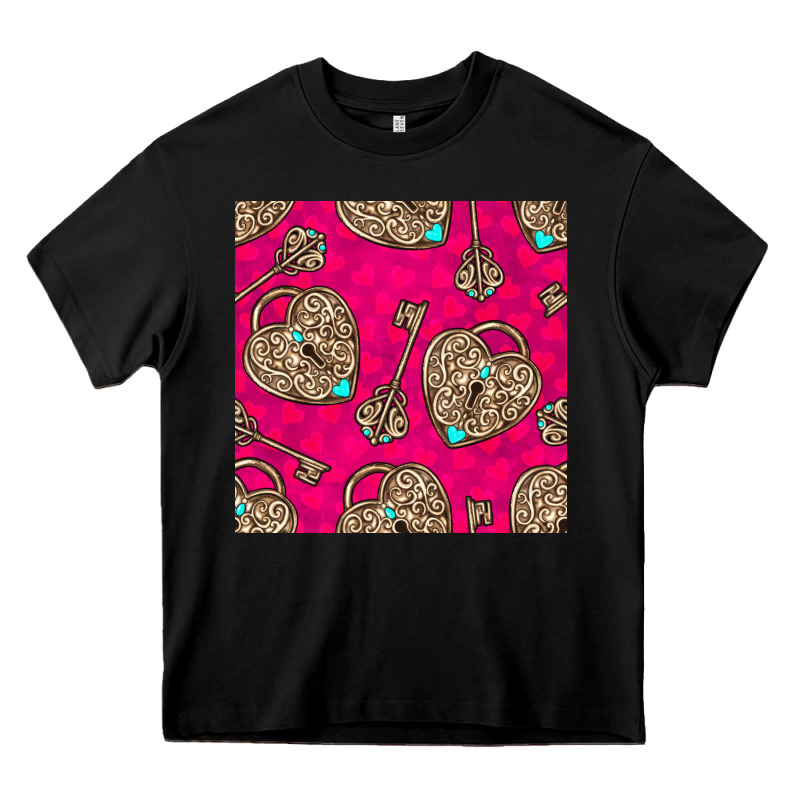 Valentines Day Lock And Key Seamless Pattern Heavy Core Tee by BundleAndBundleShop | Teevron