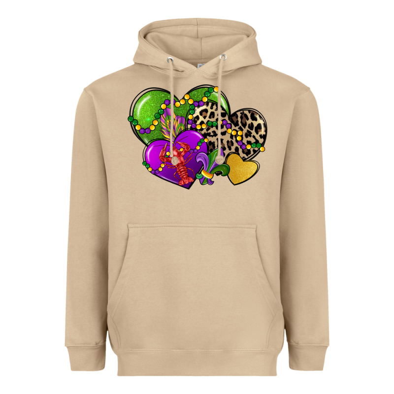 Mardi Gras Hearts Cg (1) Heavyweight Hoodie by CowGirlArtShop | Teevron