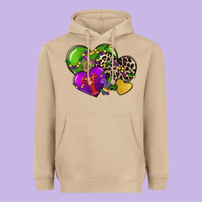 Mardi Gras Hearts Cg (1) Heavyweight Hoodie Designed By Cowgirlartshop