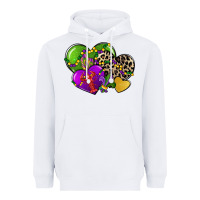White mardi gras hearts cg (1) Heavyweight Hoodie - CowGirlArtShop