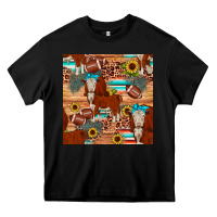 Black football hereford sunflower seamless pattern Heavy Core Tee - JahusDesignShop