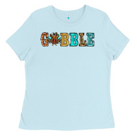 Baby Blue gobble thanksgiving turkey Ladies Tee - RanaPortraitStore