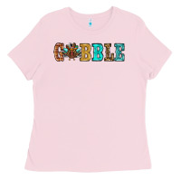 Bubblegum Pink gobble thanksgiving turkey Ladies Tee - RanaPortraitStore