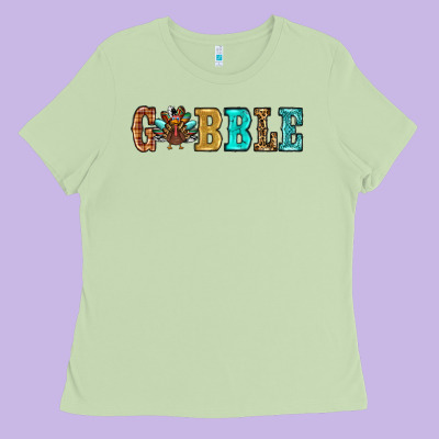Gobble Thanksgiving Turkey Ladies Tee Designed By Ranaportraitstore
