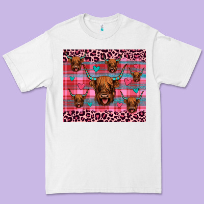 Highland Cow Valentines Premium Tee Designed By Jahusdesignshop