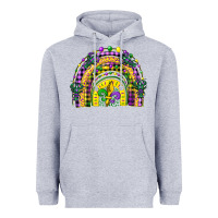 Heather Grey mardi gras rainbow and fleur de lis Heavyweight Hoodie - CowGirlArtShop