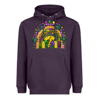 Plum mardi gras rainbow and fleur de lis Heavyweight Hoodie - CowGirlArtShop