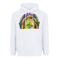 White mardi gras rainbow and fleur de lis Heavyweight Hoodie - CowGirlArtShop