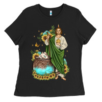 Black san judas coffee cup sunflower Ladies Tee - JahusDesignShop