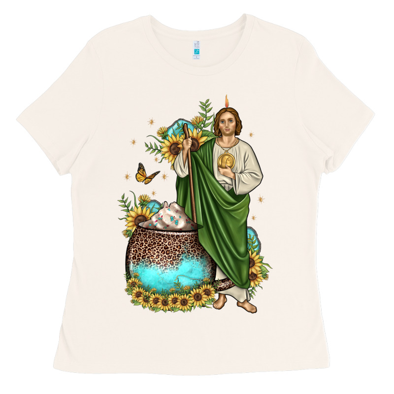 San Judas Coffee Cup Sunflower Ladies Tee by JahusDesignShop | Teevron