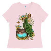 Bubblegum Pink san judas coffee cup sunflower Ladies Tee - JahusDesignShop