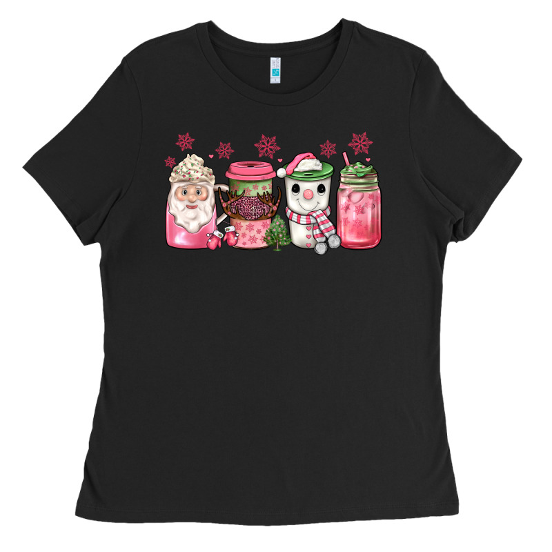 Pink Christmas Coffee Ladies Tee by JahusDesignShop | Teevron