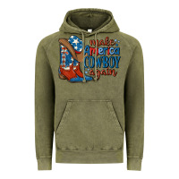 Vintage Olive make america cowboy again Vintage Hoodie - MaliasSmallBusiness