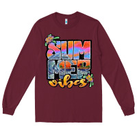 Burgundy sum mer vibes Long Sleeve Tee - JahusDesignShop