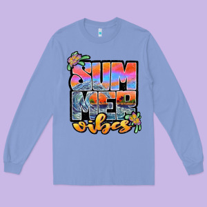 Sum Mer Vibes Long Sleeve Tee Designed By Jahusdesignshop
