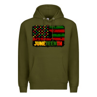 Army Green juneteenth american flag Premium Hoodie - CowGirlArtShop