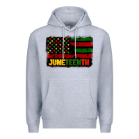 Heather Grey juneteenth american flag Premium Hoodie - CowGirlArtShop