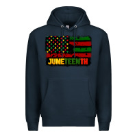 Navy juneteenth american flag Premium Hoodie - CowGirlArtShop