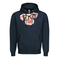 Navy pig with glasses Zipper Hoodie - RanaPortraitStore