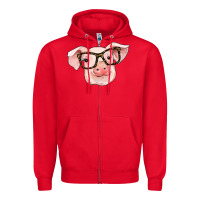 Red pig with glasses Zipper Hoodie - RanaPortraitStore