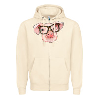 Sandshell pig with glasses Zipper Hoodie - RanaPortraitStore