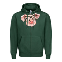 Sports Green pig with glasses Zipper Hoodie - RanaPortraitStore