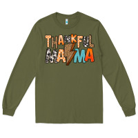 Army Green Thankful Mama Long Sleeve Tee - MaliasSmallBusiness