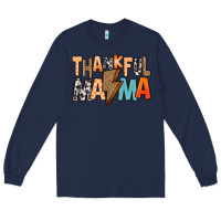Navy Thankful Mama Long Sleeve Tee - MaliasSmallBusiness