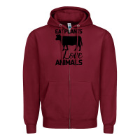 Burgundy Eat Plants Love Animals Zipper Hoodie - Bettercallsaul