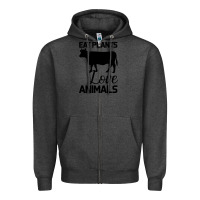 Charcoal Heather Eat Plants Love Animals Zipper Hoodie - Bettercallsaul
