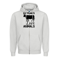 Dove Grey Eat Plants Love Animals Zipper Hoodie - Bettercallsaul