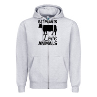 Heather Grey Eat Plants Love Animals Zipper Hoodie - Bettercallsaul