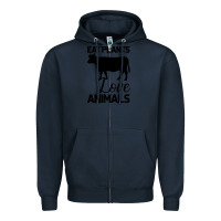 Navy Eat Plants Love Animals Zipper Hoodie - Bettercallsaul